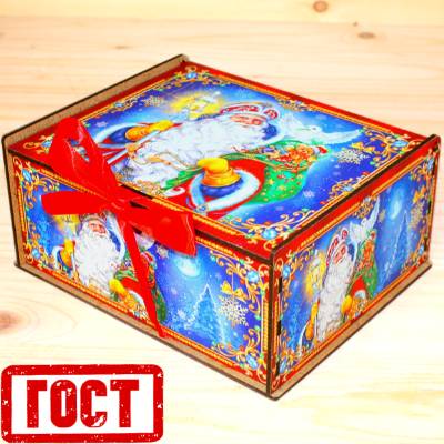 Детский новогодний подарок по ГОСТу в упаковке из дерева 2026 в Электрогорске